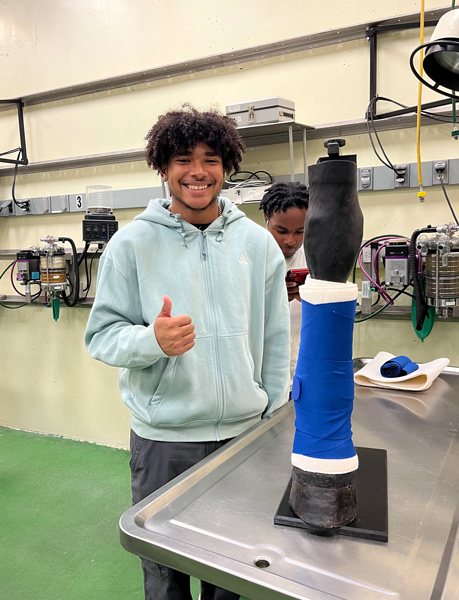 Demetrius Payton Rivas during a bandaging session. 