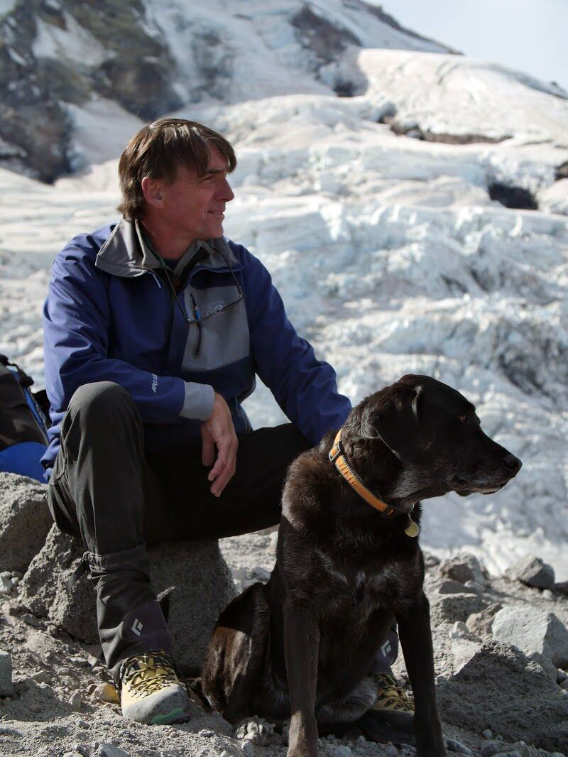 Peter Clark and Luca on Mt. Hood