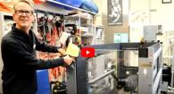 Dave Meyer works with pet Ivy the dog in the underwater treadmill