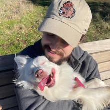 Nick and dog outside